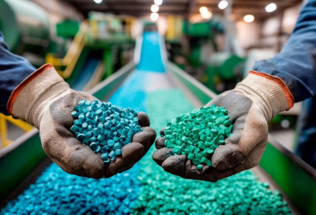 Pellets de plástico en producción